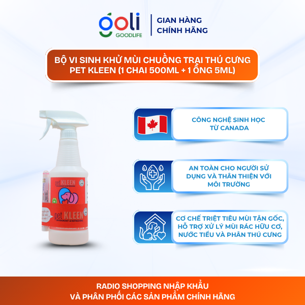 Chai xịt PET KLEEN khử mùi chuồng trại thú cưng [1 chai 500ml + 1 ống 5ml]